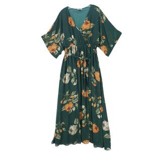BALTIC BORN Kia Kimono Maxi Dress Deep Topaz Floral Belted Size XXL